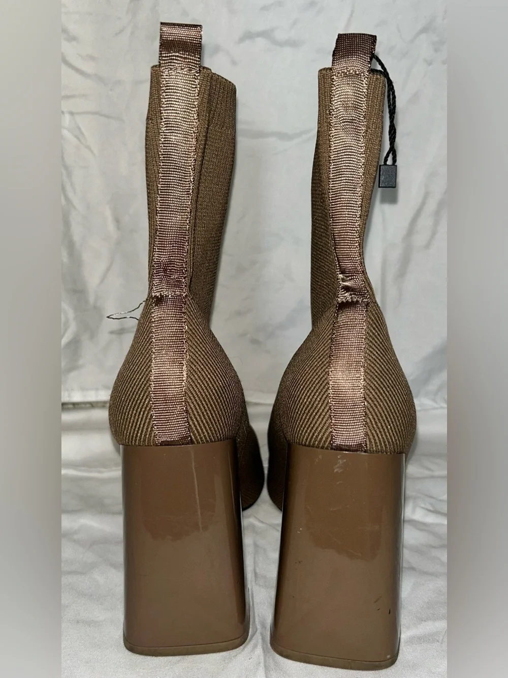 Zara Brown Stretch Knit Sock Ankle Boots | Size EU37